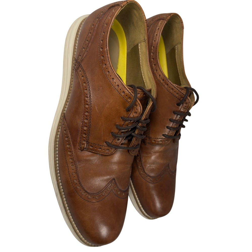 Cole Haan Wingtip Oxford Mens 10.5M Tan Excellent Grand.OS Leather C20778